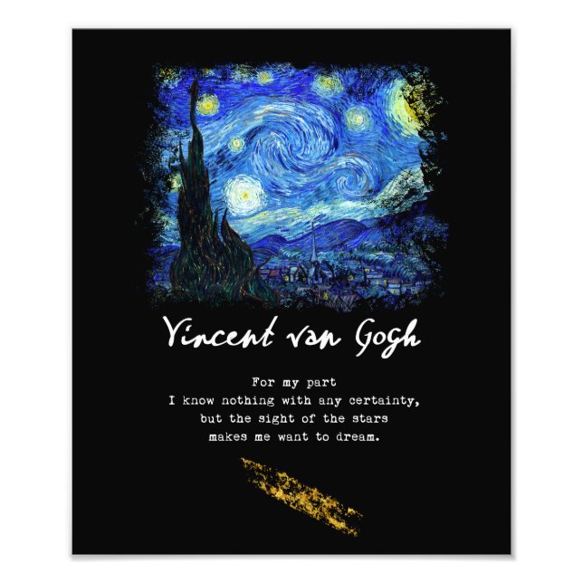 Vincent Van Gogh. Starry Night Painting Poem Art Photo Print (Front)