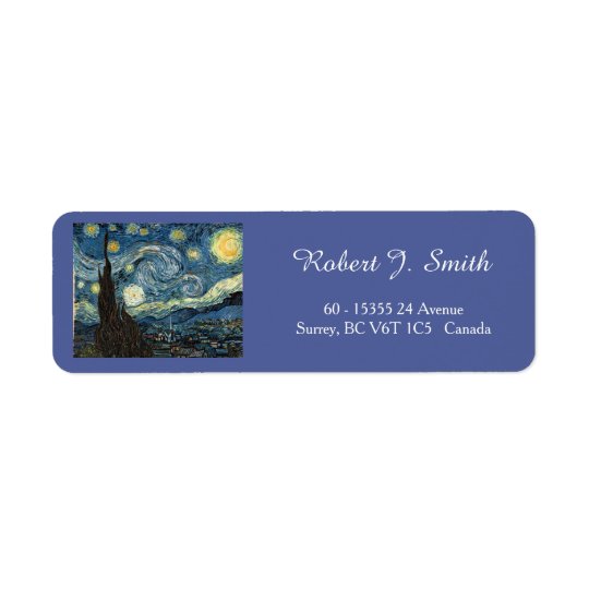 Vincent van Gogh, Starry Night Return Address Label