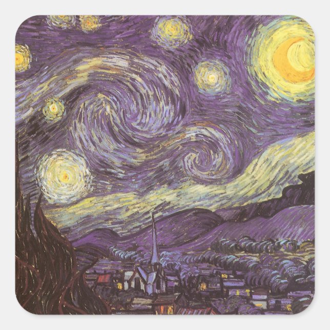 Vincent van Gogh - Starry Night Square Sticker (Front)