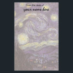 Vincent van Gogh - Starry Night Stationery<br><div class="desc">Starry Night (1889) by Vincent van Gogh is a vintage post impressionism fine art landscape nature painting. A view of a city in a valley at night with the clouds swirling, the stars shining and a beautiful golden yellow crescent moon. It was painted during the day from memory and is...</div>