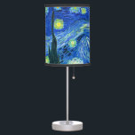 vincent van gogh starry night table lamp<br><div class="desc">Van Gogh's famous painting,  "The Starry Night." Painted during his stay at the Saint Remy asylum in the 1880's,  van Gogh depicted the rolling hills and cypress trees he saw from his window.  Digitally enhanced by PixDezines.  Copyright © 2008-2016 PixDezines.com™ and PixDezines™ on zazzle.com. All rights reserved.</div>