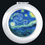 vincent van gogh starry night travel mirror<br><div class="desc">Van Gogh's famous painting,  "The Starry Night." Painted during his stay at the Saint Remy asylum in the 1880's,  van Gogh depicted the rolling hills and cypress trees he saw from his window.  Digitally enhanced by PixDezines.  Copyright © 2008-2016 PixDezines.com™ and PixDezines™ on zazzle.com. All rights reserved.</div>