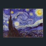 Vincent Van Gogh Starry Night Vintage Fine Art<br><div class="desc">Vincent van Gogh Starry Night Fine Art Painting Starry Night is a painting by Dutch post-impressionist artist Vincent van Gogh. The blue night sky is filled with swirling clouds, stars, and a bright crescent moon. The Starry Night is the only nocturne in the series of views from his bedroom window....</div>