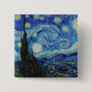 Vincent Van Gogh Starry Night Vintage Fine Art 2 Inch Square Button