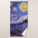 Vincent Van Gogh Starry Night Vintage Fine Art Bath Towel<br><div class="desc">Vincent van Gogh Starry Night Fine Art Painting Starry Night is a painting by Dutch post-impressionist artist Vincent van Gogh. The blue night sky is filled with swirling clouds, stars, and a bright crescent moon. The Starry Night is the only nocturne in the series of views from his bedroom window....</div>