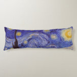 Vincent Van Gogh Starry Night Vintage Fine Art Body Pillow<br><div class="desc">Vincent van Gogh Starry Night Fine Art Painting Starry Night is a painting by Dutch post-impressionist artist Vincent van Gogh. The blue night sky is filled with swirling clouds, stars, and a bright crescent moon. The Starry Night is the only nocturne in the series of views from his bedroom window....</div>