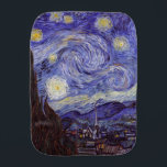 Vincent Van Gogh Starry Night Vintage Fine Art Burp Cloth<br><div class="desc">Vincent van Gogh Starry Night Fine Art Painting Starry Night is a painting by Dutch post-impressionist artist Vincent van Gogh. The blue night sky is filled with swirling clouds, stars, and a bright crescent moon. The Starry Night is the only nocturne in the series of views from his bedroom window....</div>