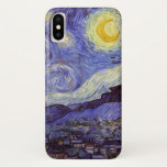 Vincent Van Gogh Starry Night Vintage Fine Art iPhone X Case<br><div class="desc">Vincent van Gogh Starry Night Fine Art Painting Starry Night is a painting by Dutch post-impressionist artist Vincent van Gogh. The blue night sky is filled with swirling clouds, stars, and a bright crescent moon. The Starry Night is the only nocturne in the series of views from his bedroom window....</div>