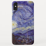 Vincent Van Gogh Starry Night Vintage Fine Art iPhone XS Max Case<br><div class="desc">Vincent van Gogh Starry Night Fine Art Painting Starry Night is a painting by Dutch post-impressionist artist Vincent van Gogh. The blue night sky is filled with swirling clouds, stars, and a bright crescent moon. The Starry Night is the only nocturne in the series of views from his bedroom window....</div>