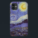 Vincent Van Gogh Starry Night Vintage Fine Art iPhone 11 Case<br><div class="desc">Vincent van Gogh Starry Night Fine Art Painting Starry Night is a painting by Dutch post-impressionist artist Vincent van Gogh. The blue night sky is filled with swirling clouds, stars, and a bright crescent moon. The Starry Night is the only nocturne in the series of views from his bedroom window....</div>
