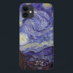 Vincent Van Gogh Starry Night Vintage Fine Art iPhone 11 Case<br><div class="desc">Vincent van Gogh Starry Night Fine Art Painting Starry Night is a painting by Dutch post-impressionist artist Vincent van Gogh. The blue night sky is filled with swirling clouds, stars, and a bright crescent moon. The Starry Night is the only nocturne in the series of views from his bedroom window....</div>