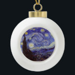 Vincent Van Gogh Starry Night Vintage Fine Art Ceramic Ball Christmas Ornament<br><div class="desc">Vincent van Gogh Starry Night Fine Art Painting Starry Night is a painting by Dutch post-impressionist artist Vincent van Gogh. The blue night sky is filled with swirling clouds, stars, and a bright crescent moon. The Starry Night is the only nocturne in the series of views from his bedroom window....</div>