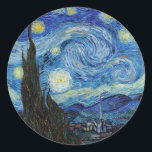 Vincent Van Gogh Starry Night Vintage Fine Art Classic Round Sticker<br><div class="desc">Vincent Van Gogh Starry Night Vintage Fine Art Round Sticker</div>