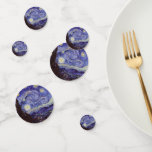 Vincent Van Gogh Starry Night Vintage Fine Art Confetti<br><div class="desc">Vincent van Gogh Starry Night Fine Art Painting Starry Night is a painting by Dutch post-impressionist artist Vincent van Gogh. The blue night sky is filled with swirling clouds, stars, and a bright crescent moon. The Starry Night is the only nocturne in the series of views from his bedroom window....</div>