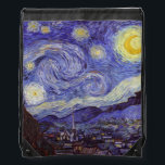 Vincent Van Gogh Starry Night Vintage Fine Art Drawstring Bag<br><div class="desc">Vincent van Gogh Starry Night Fine Art Painting Starry Night is a painting by Dutch post-impressionist artist Vincent van Gogh. The blue night sky is filled with swirling clouds, stars, and a bright crescent moon. The Starry Night is the only nocturne in the series of views from his bedroom window....</div>
