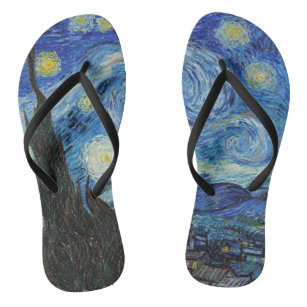 Vincent Van Gogh Starry Night Vintage Fine Art Flip Flops