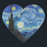 Vincent Van Gogh Starry Night Vintage Fine Art Heart Sticker<br><div class="desc">Vincent Van Gogh Starry Night Vintage Fine Art Heart Sticker</div>