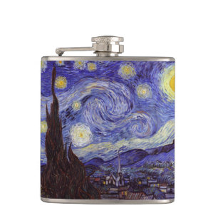 Vincent Van Gogh Starry Night Vintage Fine Art Hip Flask