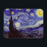 Vincent Van Gogh Starry Night Vintage Fine Art Magnet<br><div class="desc">Vincent van Gogh Starry Night Fine Art Painting Starry Night is a painting by Dutch post-impressionist artist Vincent van Gogh. The blue night sky is filled with swirling clouds, stars, and a bright crescent moon. The Starry Night is the only nocturne in the series of views from his bedroom window....</div>