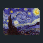 Vincent Van Gogh Starry Night Vintage Fine Art Magnet<br><div class="desc">Vincent van Gogh Starry Night Fine Art Painting Starry Night is a painting by Dutch post-impressionist artist Vincent van Gogh. The blue night sky is filled with swirling clouds, stars, and a bright crescent moon. The Starry Night is the only nocturne in the series of views from his bedroom window....</div>