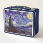 Vincent Van Gogh Starry Night Vintage Fine Art Metal Lunch Box<br><div class="desc">Vincent van Gogh Starry Night Fine Art Painting Starry Night is a painting by Dutch post-impressionist artist Vincent van Gogh. The blue night sky is filled with swirling clouds, stars, and a bright crescent moon. The Starry Night is the only nocturne in the series of views from his bedroom window....</div>