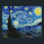Vincent Van Gogh Starry Night Vintage Fine Art Poster<br><div class="desc">Vincent Van Gogh Starry Night Vintage Fine Art Poster</div>