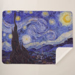 Vincent Van Gogh Starry Night Vintage Fine Art Sherpa Blanket<br><div class="desc">Vincent van Gogh Starry Night Fine Art Painting Starry Night is a painting by Dutch post-impressionist artist Vincent van Gogh. The blue night sky is filled with swirling clouds, stars, and a bright crescent moon. The Starry Night is the only nocturne in the series of views from his bedroom window....</div>