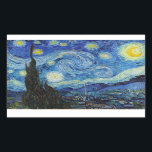 Vincent Van Gogh Starry Night Vintage Fine Art Sticker<br><div class="desc">Vincent Van Gogh Starry Night Vintage Fine Art Rectangle Sticker</div>