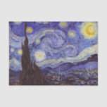 Vincent Van Gogh Starry Night Vintage Fine Art Tissue Paper<br><div class="desc">Vincent van Gogh Starry Night Fine Art Painting Starry Night is a painting by Dutch post-impressionist artist Vincent van Gogh. The blue night sky is filled with swirling clouds, stars, and a bright crescent moon. The Starry Night is the only nocturne in the series of views from his bedroom window....</div>
