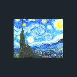Vincent Van Gogh Starry Night Vintage Painting Canvas Print<br><div class="desc">A beautiful vintage landscape painting of the starry night by Vincent Van Gogh.</div>