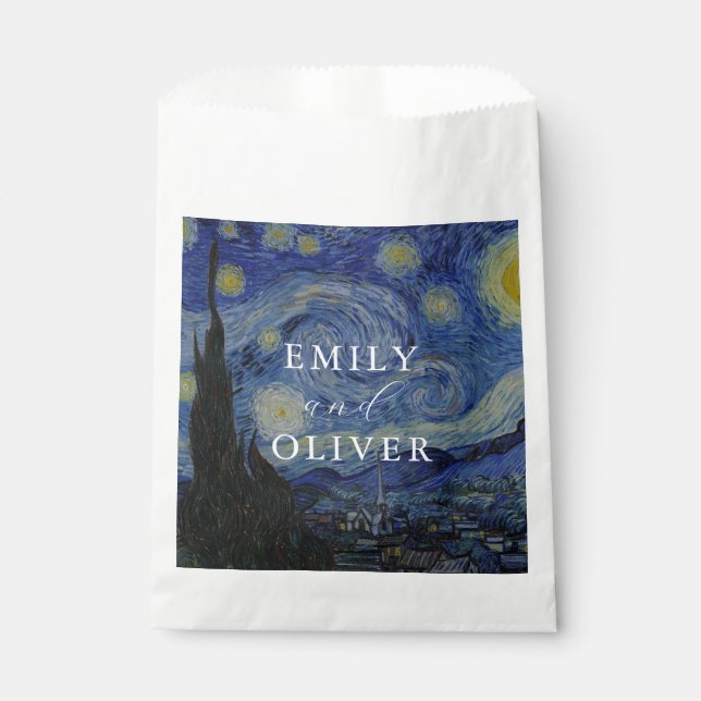 Vincent Van Gogh Starry Night Wedding Favour Bag (Front)