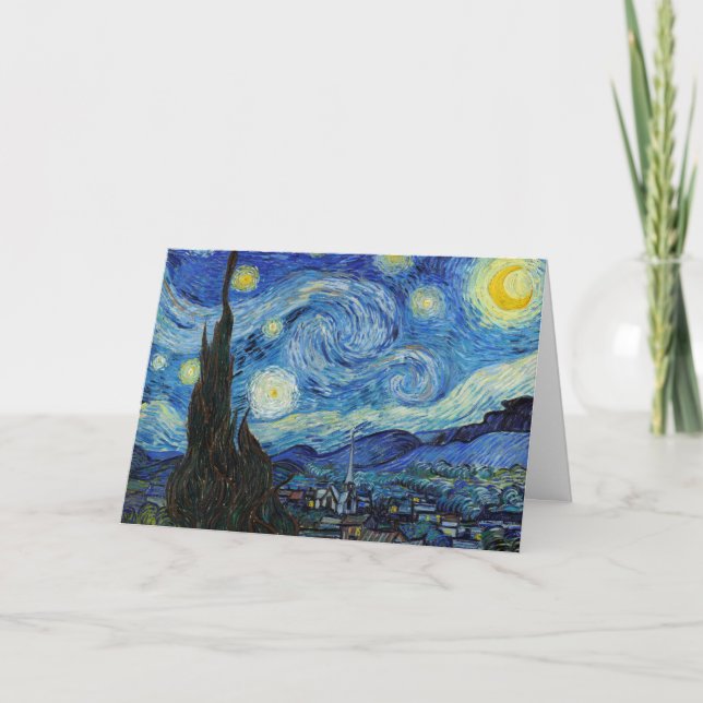 Vincent Van Gogh Starry Nuit Vintage Art Carte pou (Devant)