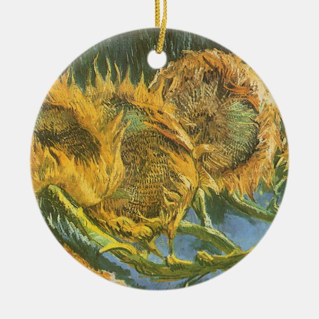 Vincent van Gogh - Still Life: Four Cut Sunflowers Ceramic Ornament (Front)