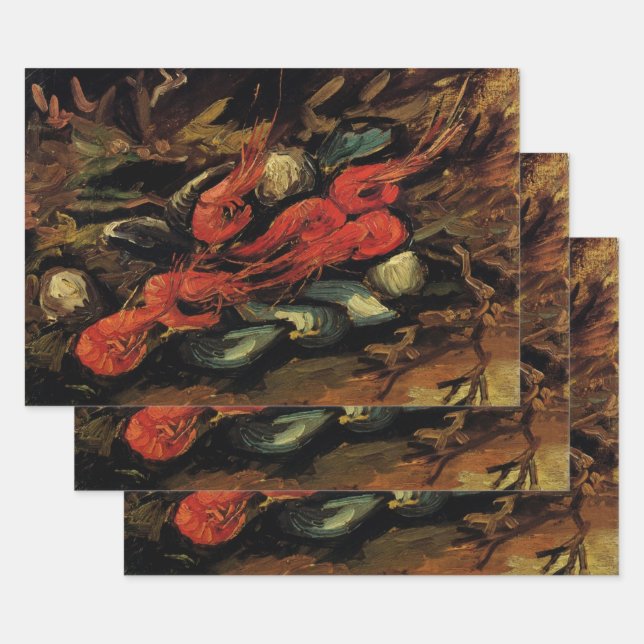 Vincent van Gogh - Still Life Mussels and Shrimp Wrapping Paper Sheet (Set)