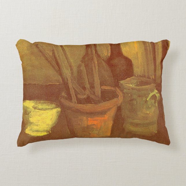 Vincent van Gogh - Still Life Paintbrushes in Pot Accent Pillow (Front)