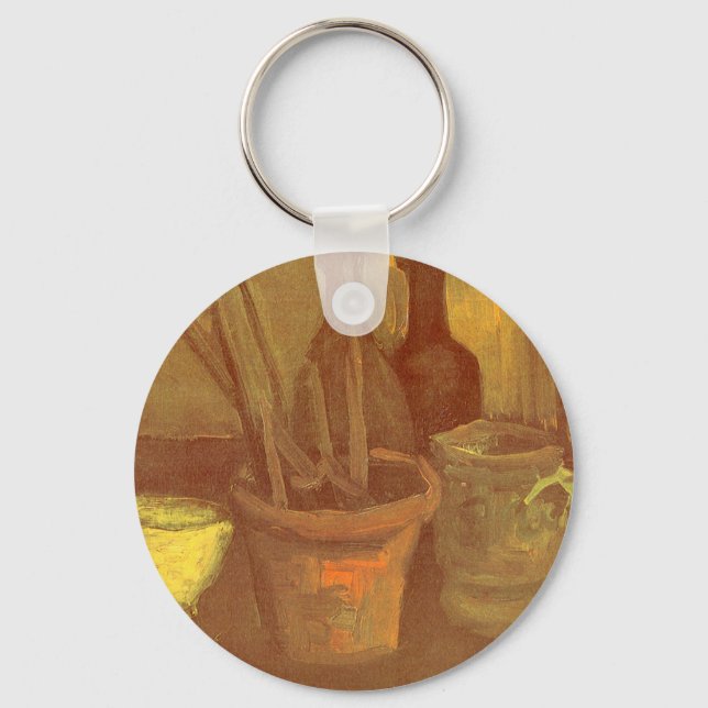 Vincent van Gogh - Still Life Paintbrushes in Pot Keychain (Front)