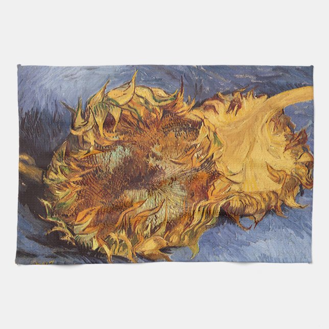 Vincent van Gogh - Still Life: Two Cut Sunflowers Kitchen Towel (Horizontal)