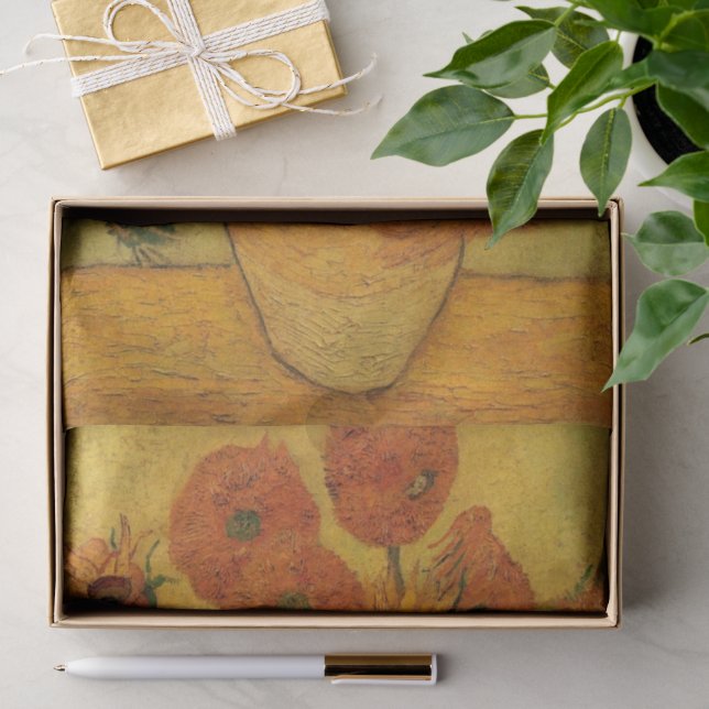 Vincent van Gogh Still Life Vase w 15 Sunflowers Tissue Paper (Gift)