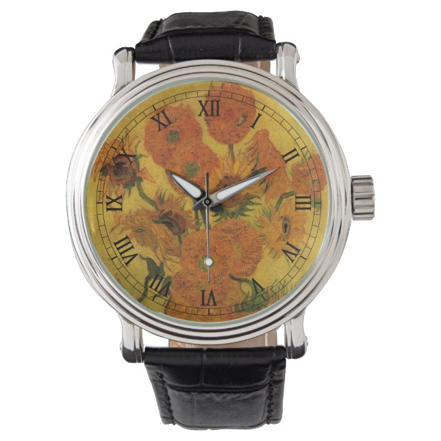 Vincent van Gogh Still Life Vase w 15 Sunflowers Watch (Front)