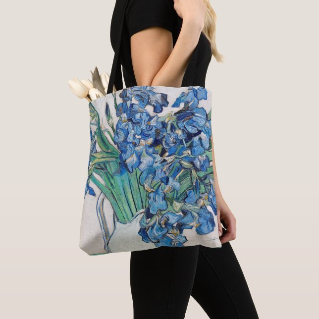 Vincent van Gogh - Still Life: Vase with Irises Tote Bag (Close Up)