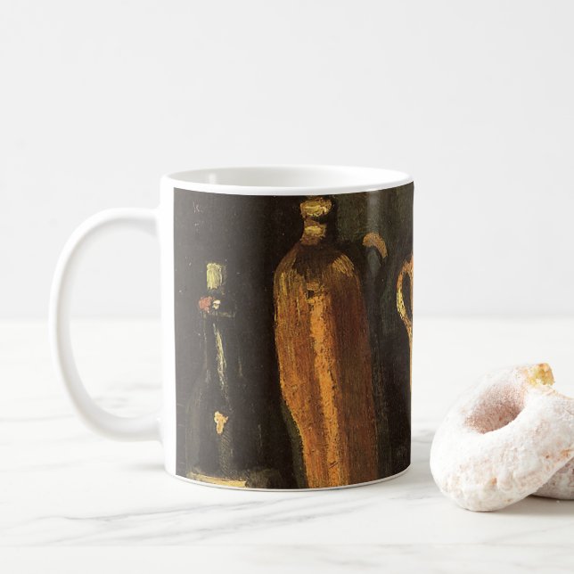 Vincent van Gogh - Still Life with 4 Stone Bottles Coffee Mug (With Donut)