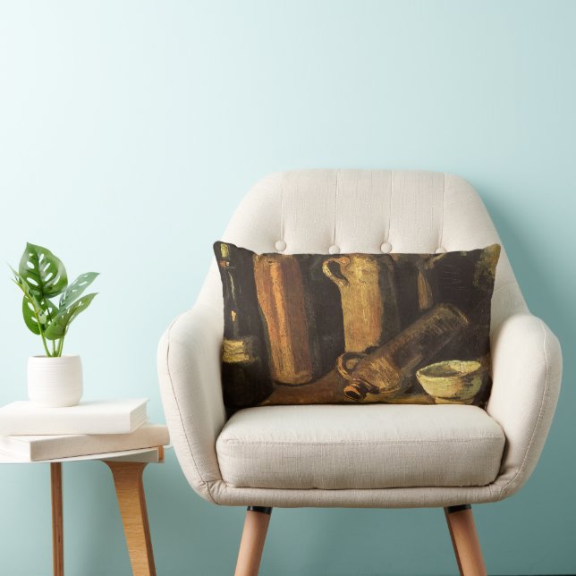 Vincent van Gogh - Still Life with 4 Stone Bottles Lumbar Pillow (Chair)