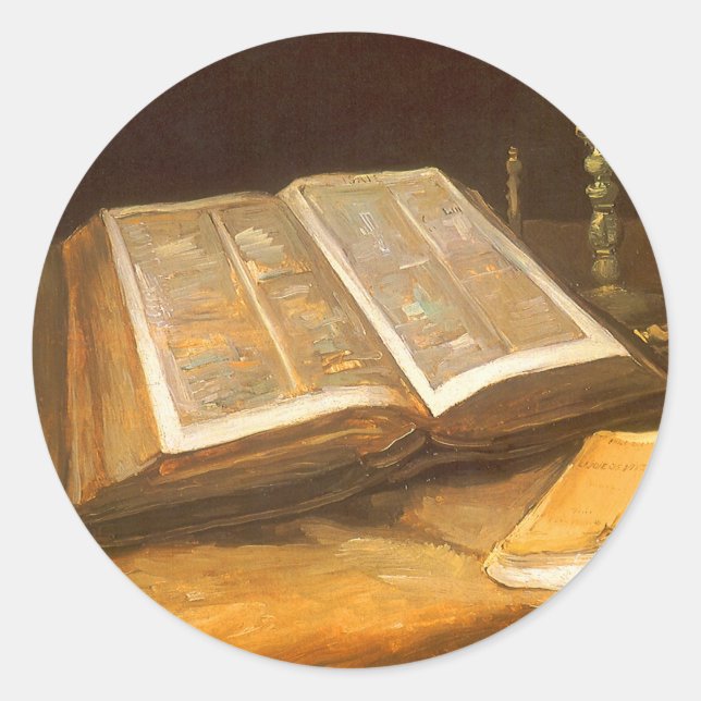 Vincent van Gogh - Still Life with Bible Classic Round Sticker (Front)