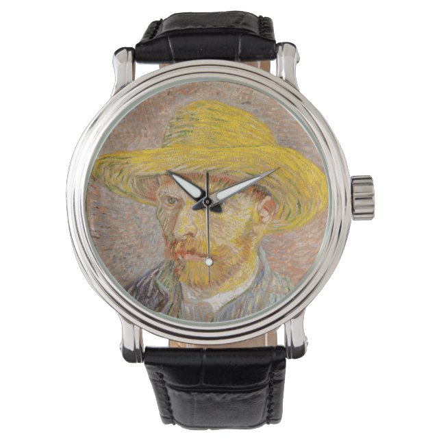 Vincent Van Gogh Straw Hat Portrait Painting Watch (Front)