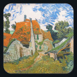 Vincent van Gogh - Street in Auvers-sur-Oise Square Sticker<br><div class="desc">Street in Auvers-sur-Oise - Vincent van Gogh,  Oil on Canvas,  1890 in Auvers-sur-Oise</div>
