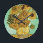 Vincent van Gogh | Sunflowers, 1888 Round Clock<br><div class="desc">Image Collection Number:  BAL20294  Sunflowers,  1888 (oil on canvas). Gogh,  Vincent van (1853-90) oil on canvas. Neue Pinakothek,  Munich,  Germany .  1888</div>