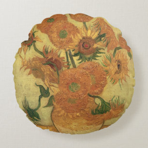 Vincent van Gogh   Sunflowers, 1889 Round Pillow