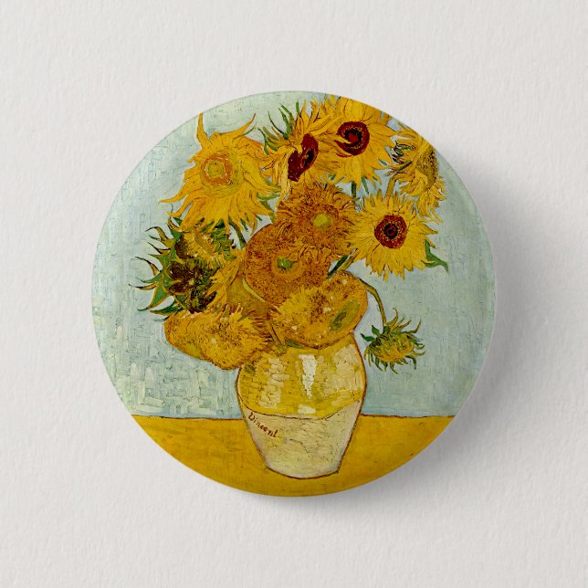 Vincent Van Gogh Sunflowers 2 Inch Round Button (Front)