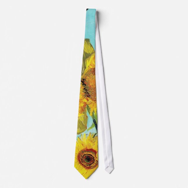 Vincent van Gogh Sunflowers Vase First Turquoise Tie (Front)