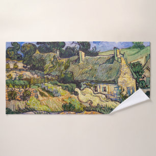 Vincent Van Gogh - Thatched Cottages at Cordeville Bath Towel Set